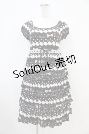 画像: Emily Temple cute / リボン＆クリームカットソーティアードワンピース  クロ H-25-10-12-029-ET-OP-KB-ZH