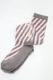 画像1: Emily Temple cute / バックリボンななめストライプオーバーニーソックス  ピンク×グレー H-25-10-12-005-ET-ZA-KB-ZH (1)