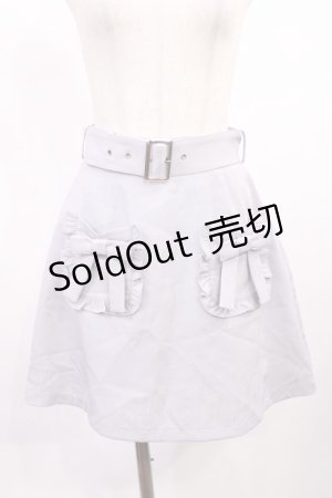 画像: Ank Rouge / リボンフリルポケット台形スカート M ブルー H-25-10-13-006-CA-SK-NS-ZH