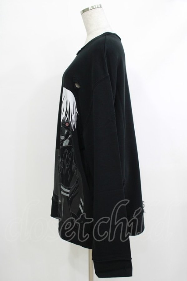 画像2: QOOZA / 東京喰種×QOOZA金木研 ダメージスウェット  ブラック H-25-10-13-1031-PU-TO-KB-ZY (2)