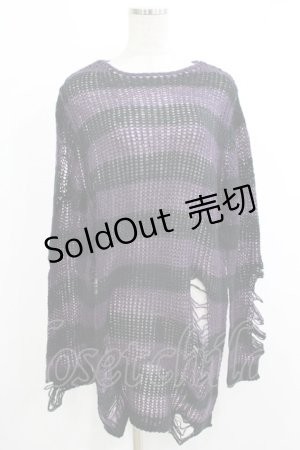 画像: KILL STAR / Graph Knit Sweater XS ブラック×パープル H-25-10-13-1033-SL-TO-KB-ZH
