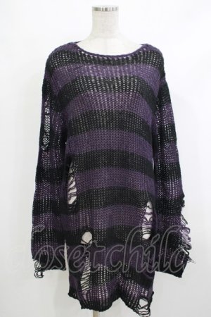 画像: KILL STAR / Graph Knit Sweater XS ブラック×パープル H-25-10-13-1035-SL-TO-KB-ZH