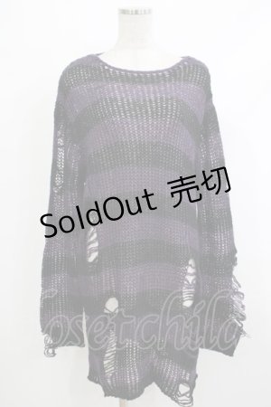 画像: KILL STAR / Graph Knit Sweater XS ブラック×パープル H-25-10-13-1035-SL-TO-KB-ZH