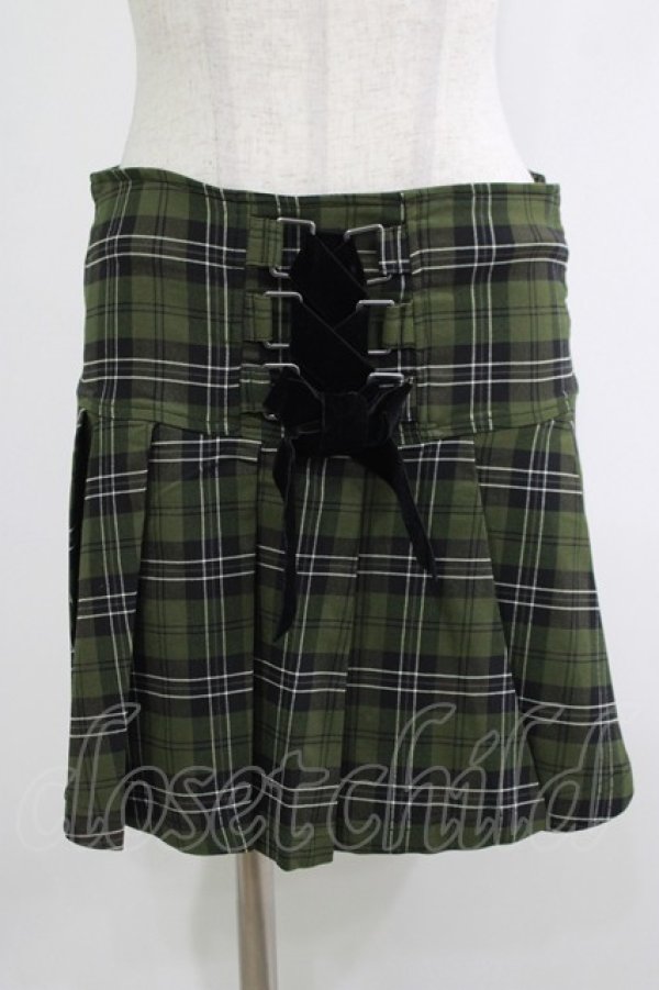 画像1: KILL STAR / Dark Canopy Pleated Skirt S グリーン H-25-10-13-1010-SL-SK-KB-ZH (1)