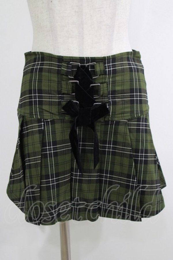 画像1: KILL STAR / Dark Canopy Pleated Skirt XS グリーン H-25-10-13-1015-SL-SK-KB-ZY (1)