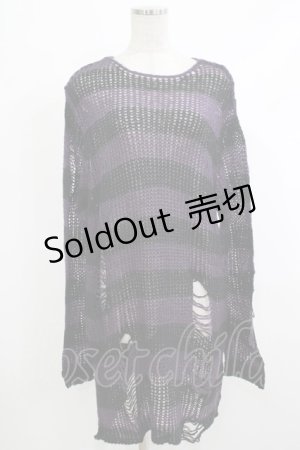 画像: KILL STAR / Graph Knit Sweater S ブラック×パープル H-25-10-13-1018-SL-TO-KB-ZY
