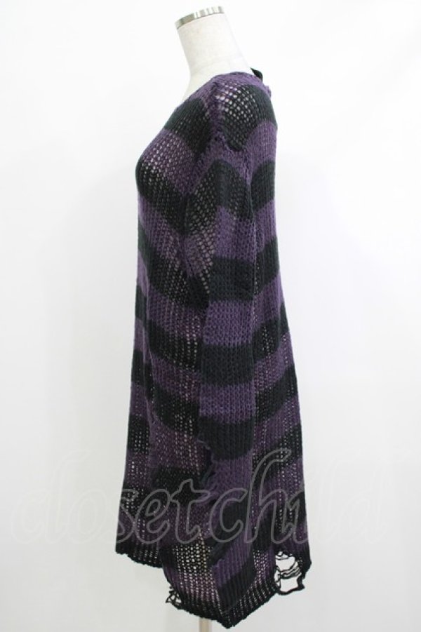 画像2: KILL STAR / Graph Knit Sweater S ブラック×パープル H-25-10-13-1018-SL-TO-KB-ZY (2)