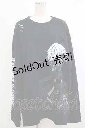 画像: QOOZA / 東京喰種×QOOZA金木研 ダメージスウェット  ブラック H-25-10-13-1019-PU-TO-KB-ZS
