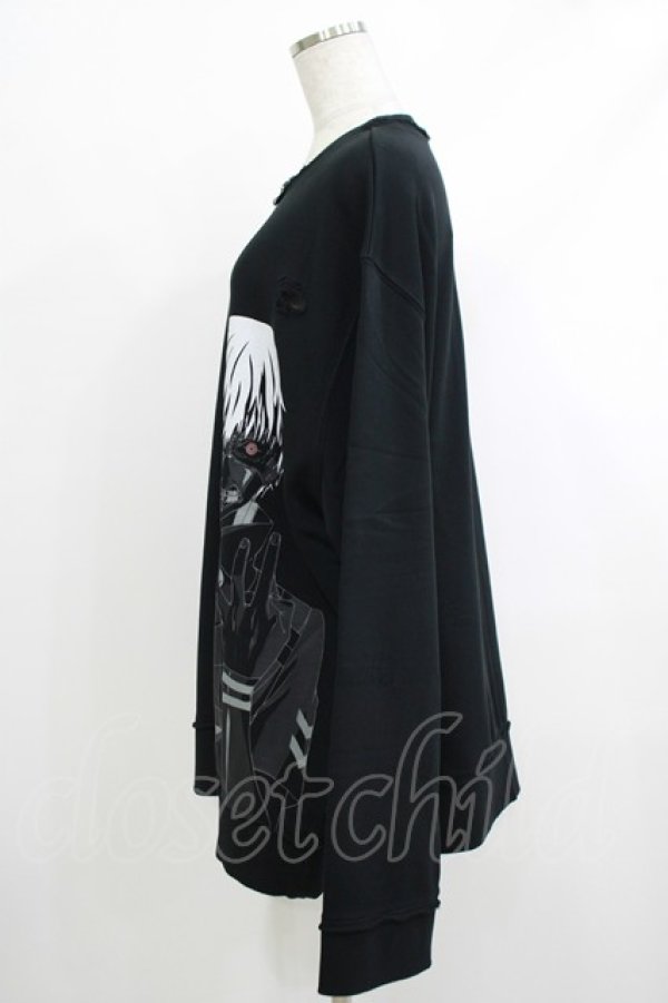 画像2: QOOZA / 東京喰種×QOOZA金木研 ダメージスウェット  ブラック H-25-10-13-1019-PU-TO-KB-ZS (2)