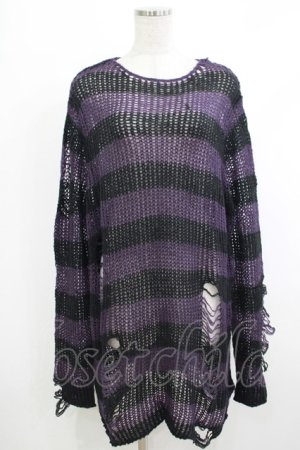 画像: KILL STAR / Graph Knit Sweater S ブラック×パープル H-25-10-13-1021-SL-TO-KB-ZH