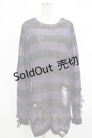 画像: KILL STAR / Graph Knit Sweater S ブラック×パープル H-25-10-13-1021-SL-TO-KB-ZS
