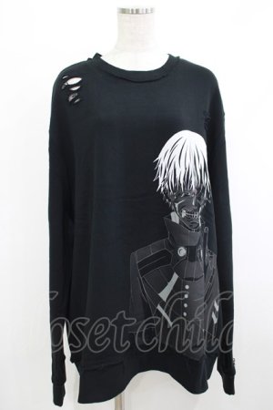 画像: QOOZA / 東京喰種×QOOZA金木研 ダメージスウェット  ブラック H-25-10-13-1022-PU-TO-KB-ZH