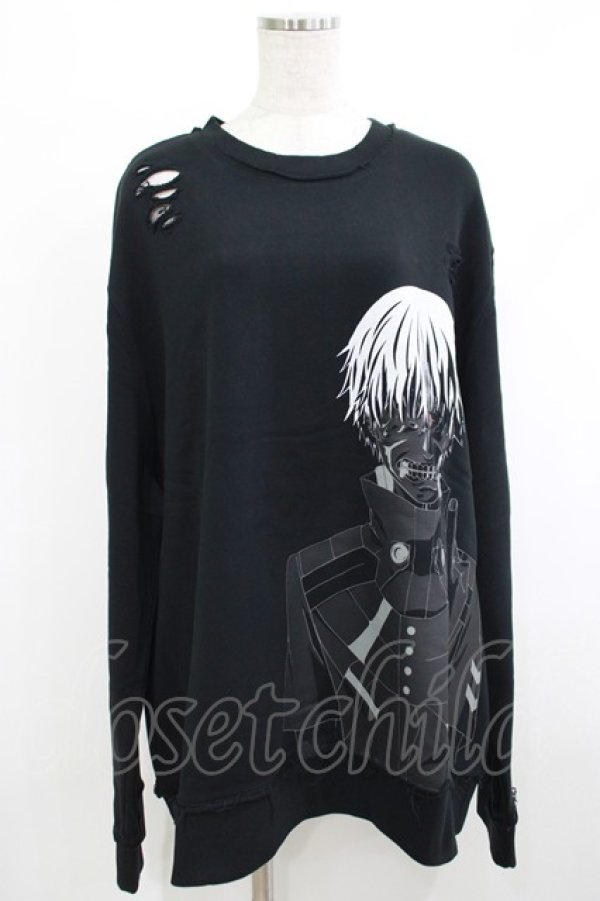 画像1: QOOZA / 東京喰種×QOOZA金木研 ダメージスウェット  ブラック H-25-10-13-1022-PU-TO-KB-ZY (1)