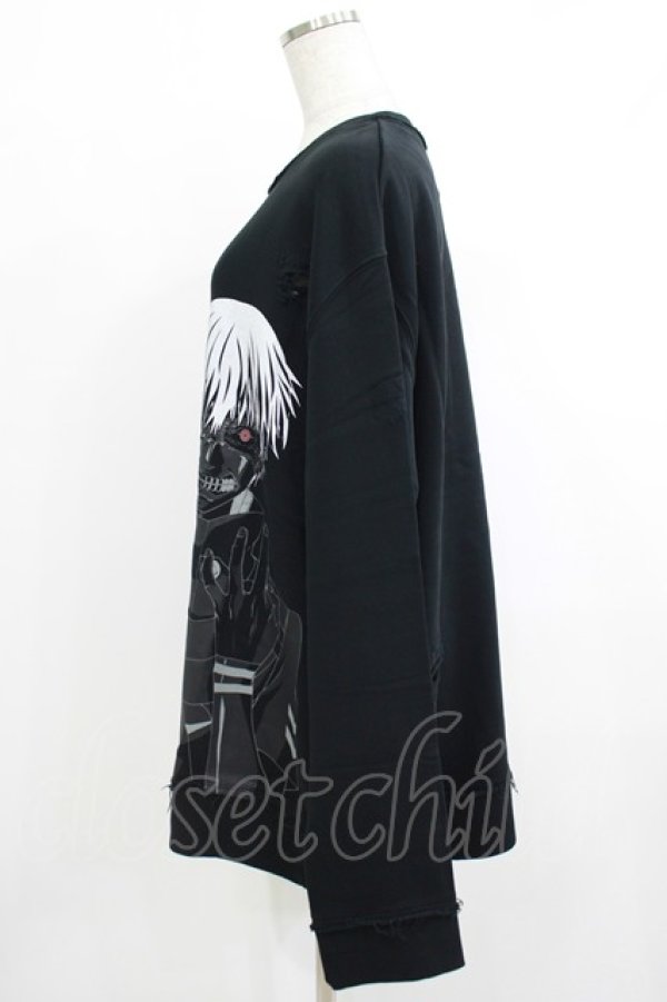 画像2: QOOZA / 東京喰種×QOOZA金木研 ダメージスウェット  ブラック H-25-10-13-1022-PU-TO-KB-ZY (2)