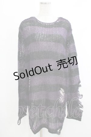 画像: KILL STAR / Graph Knit Sweater S ブラック×パープル H-25-10-13-1024-SL-TO-KB-ZH