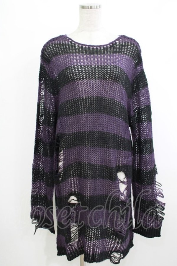 画像1: KILL STAR / Graph Knit Sweater S ブラック×パープル H-25-10-13-1027-SL-TO-KB-ZH (1)
