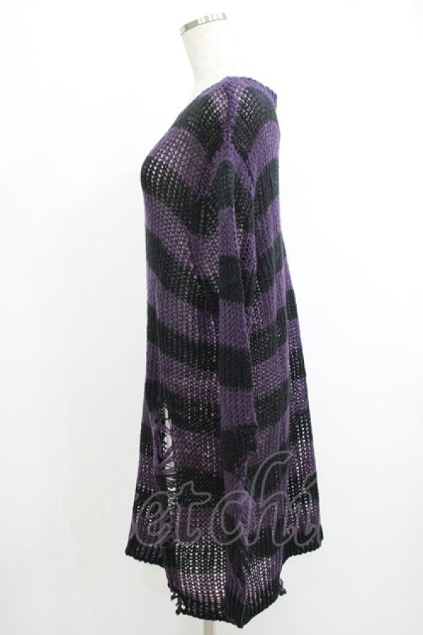 画像2: KILL STAR / Graph Knit Sweater S ブラック×パープル H-25-10-13-1027-SL-TO-KB-ZH (2)