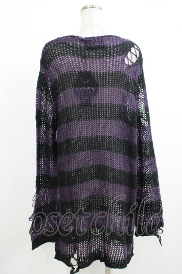 画像3: KILL STAR / Graph Knit Sweater S ブラック×パープル H-25-10-13-1027-SL-TO-KB-ZH (3)
