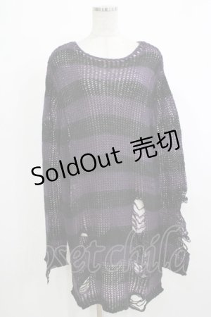 画像: KILL STAR / Graph Knit Sweater S ブラック×パープル H-25-10-13-1030-SL-TO-KB-ZH