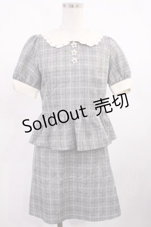 画像: Secret Honey / スカラップ襟チェックセットアップ Free グレー H-25-10-13-025-CA-OP-NS-ZH