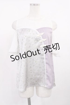 画像: axes femme POETIQUE / チャイナボタンバイカラーブラウス M オフ/ラベンダー H-25-10-13-030-AX-BL-NS-ZH