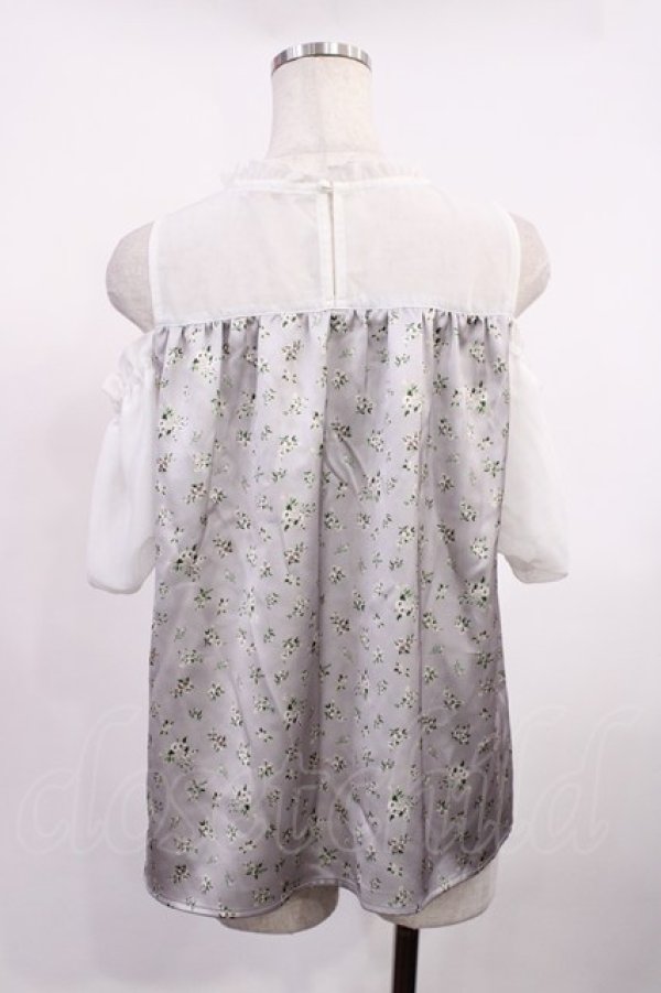 画像2: axes femme POETIQUE / チャイナボタンバイカラーブラウス M オフ/ラベンダー H-25-10-13-030-AX-BL-NS-ZH (2)