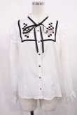 画像1: axes femme / チェス刺繍ハイネックブラウス M オフ H-25-10-13-031-AX-BL-NS-ZH (1)
