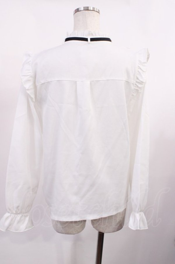 画像2: axes femme / チェス刺繍ハイネックブラウス M オフ H-25-10-13-031-AX-BL-NS-ZH (2)