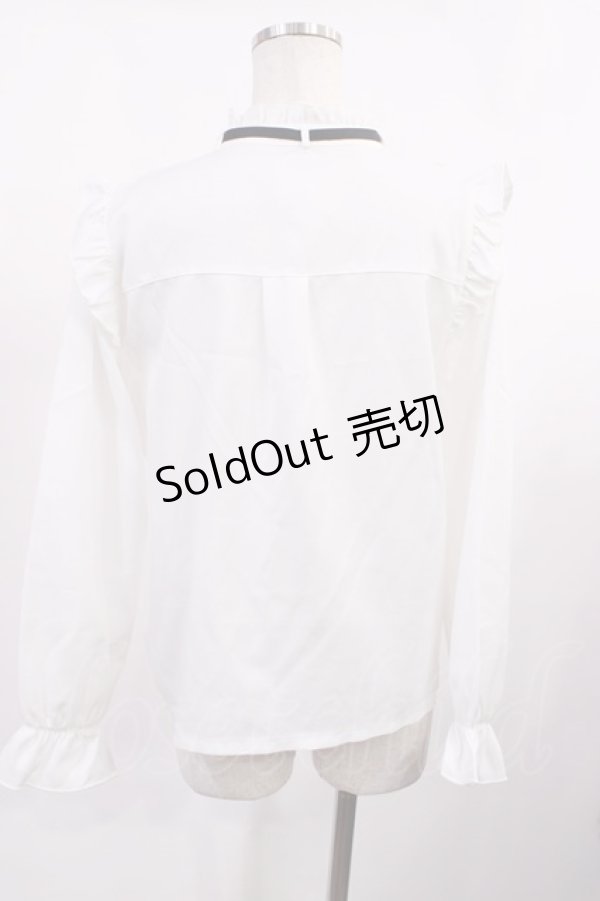 画像2: axes femme / チェス刺繍ハイネックブラウス M オフ H-25-10-13-031-AX-BL-NS-ZH (2)