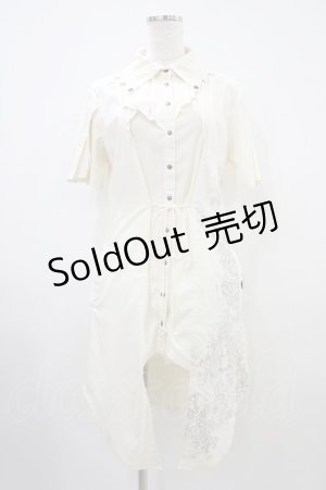 画像: 【SALE】Ozz Croce / プリーツアシメデザインチュニックシャツワンピース  オフ H-25-10-14-1030-OO-OP-KB-ZT121