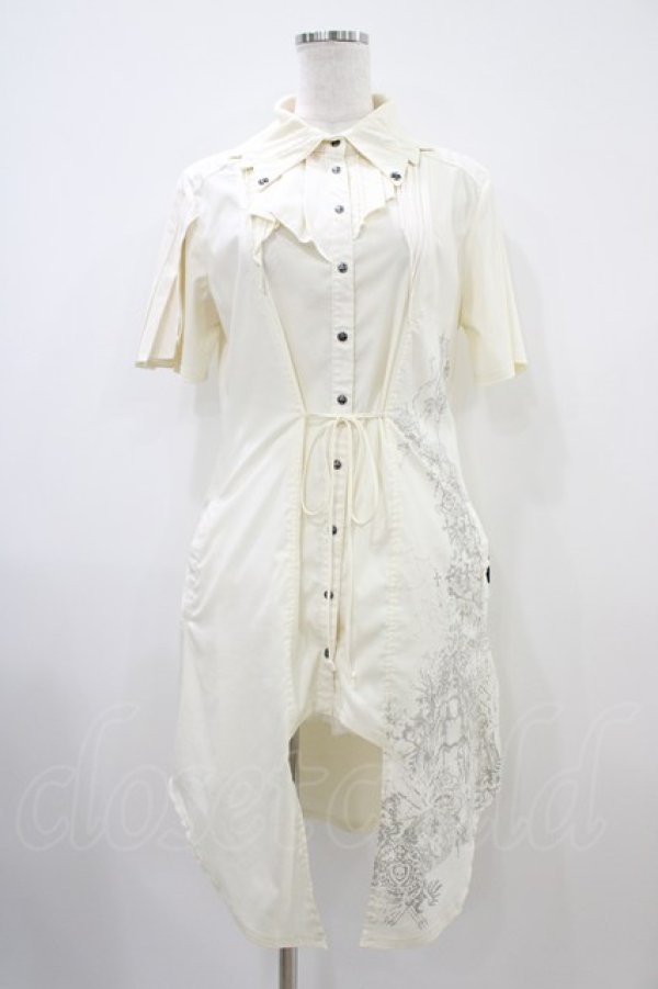 画像1: Ozz Croce / プリーツアシメデザインチュニックシャツワンピース  オフ H-25-10-14-1030-OO-OP-KB-ZT121 (1)