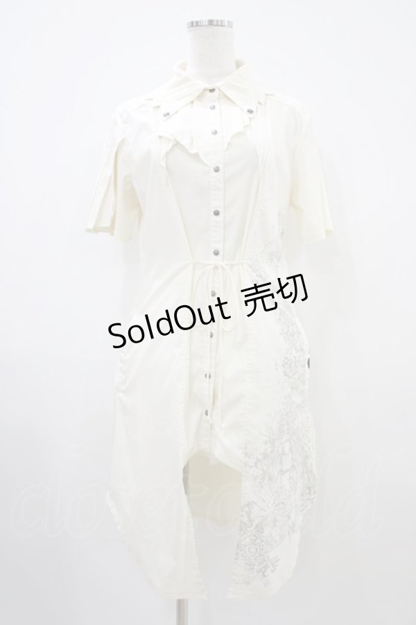 画像1: 【SALE】Ozz Croce / プリーツアシメデザインチュニックシャツワンピース  オフ H-25-10-14-1030-OO-OP-KB-ZT121 (1)