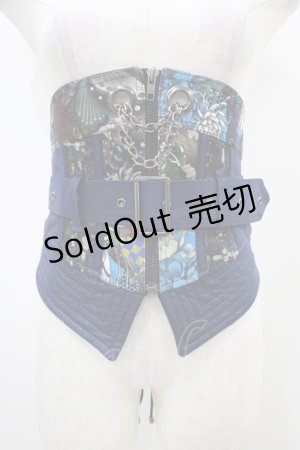 画像: Qutie Frash / 和柄ベルトコルセット  青 H-25-10-14-1032-QU-TO-KB-ZH