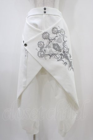 画像: Ozz Croce / レイヤード風プリント刺繍サルエルパンツ  白 H-25-10-14-1005-OO-PA-KB-ZH