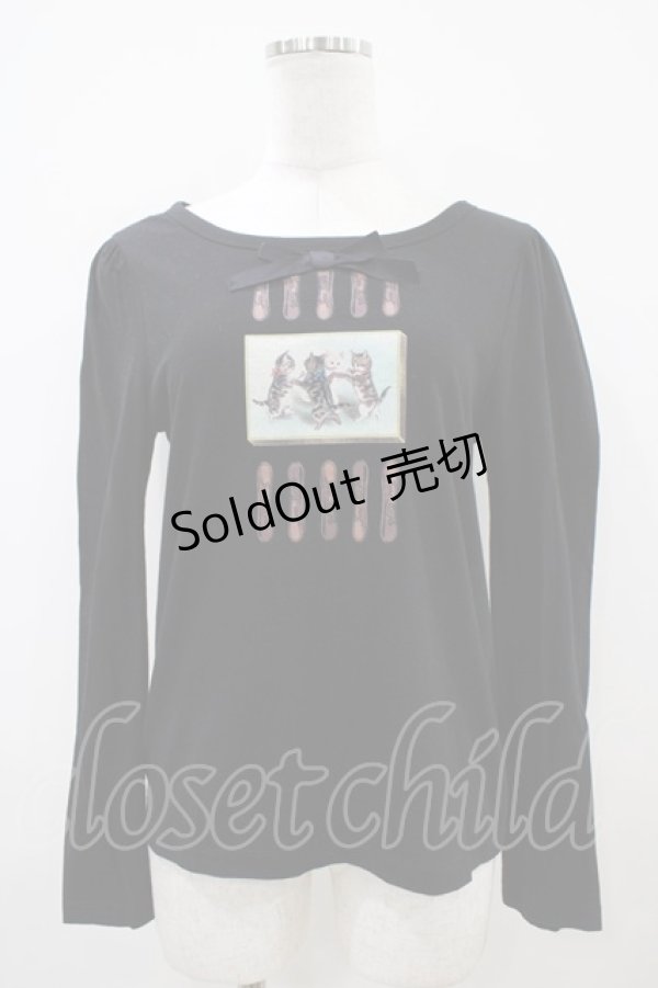 画像1: Jane Marple / ラングドシャショコラのロングスリーブTシャツ  黒 H-25-10-14-1035-JM-TO-KB-ZH (1)