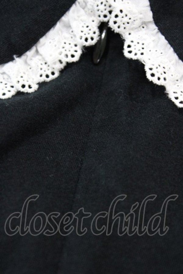 画像3: Jane Marple / レース付丸衿パフカットソー  黒×白 H-25-10-14-1036-JM-TO-KB-ZT369 (3)