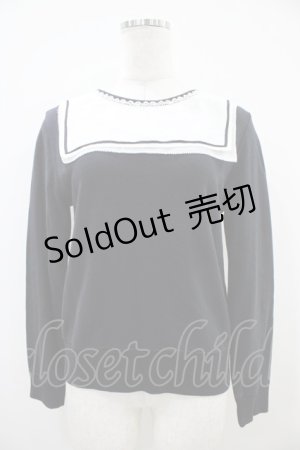 画像: Jane Marple / スクエアカラースウェットトップス  黒 H-25-10-14-1038-JM-TO-KB-ZH