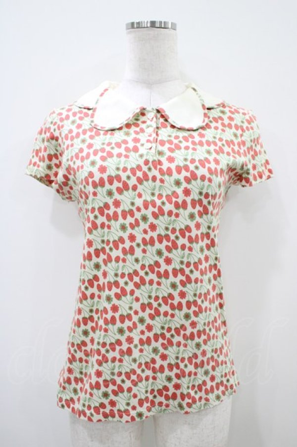 画像1: Jane Marple / ストロベリーフィールズのポロシャツ  アイボリー H-25-10-14-1045-JM-TO-KB-ZH (1)