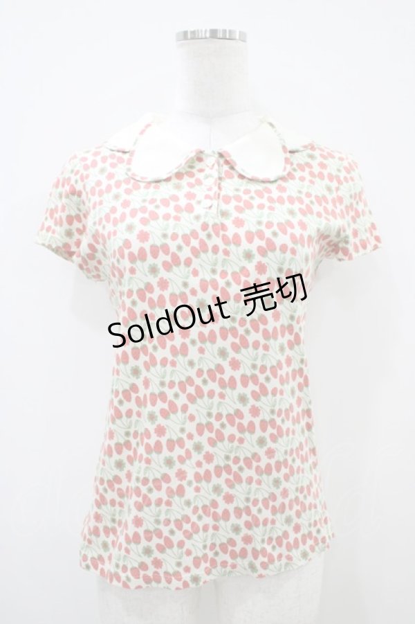 画像1: Jane Marple / ストロベリーフィールズのポロシャツ  アイボリー H-25-10-14-1045-JM-TO-KB-ZH (1)