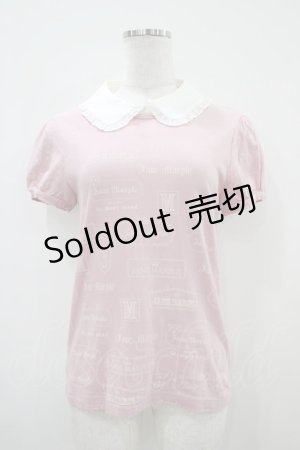画像: Jane Marple / ロゴプリントのスペアカラー付きTシャツ  ピンク H-25-10-14-1046-JM-TO-KB-ZH