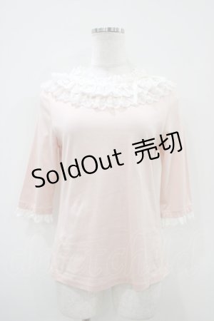画像: Jane Marple / レースカラー付カットソー  ピンク H-25-10-14-1047-JM-TO-KB-ZH