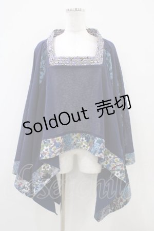 画像: Qutie Frash / 和柄ポンチョ  青 H-25-10-14-1051-QU-TO-KB-ZH