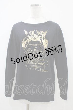 画像: Jane Marple / Angelプリントのロングスリーブカットソー  ブラック H-25-10-14-1055-JM-TO-KB-ZH