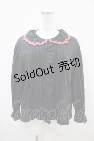 画像: Jane Marple / Cherry embroideryカラーブラウス  ブラック H-25-10-14-1008-JM-BL-KB-ZH
