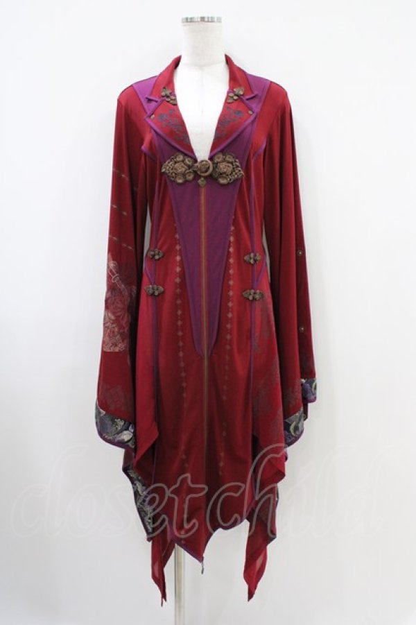 画像1: Ozz oneste / 彼岸刀ZIP着物羽織  赤 H-25-10-14-1010-OO-JA-KB-ZH (1)