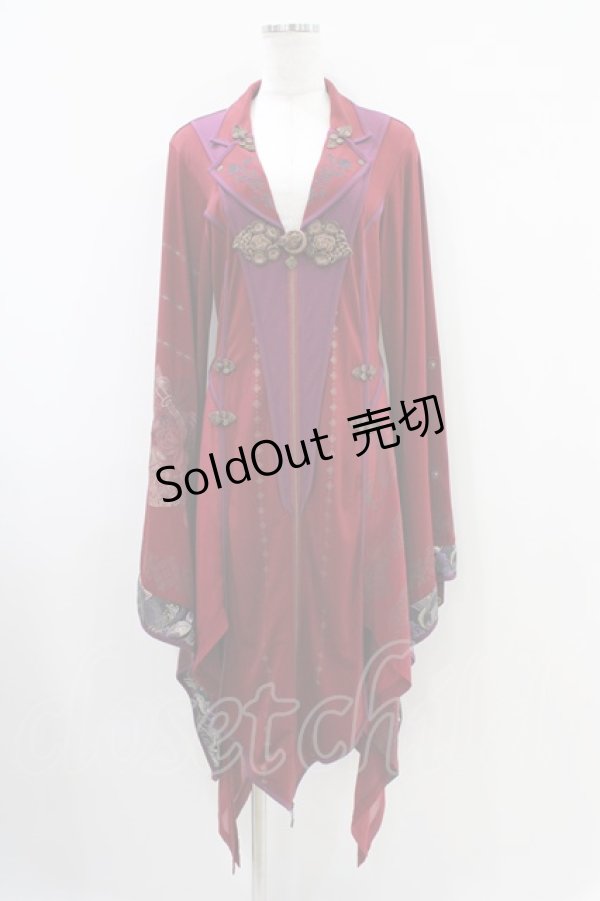 画像1: Ozz oneste / 彼岸刀ZIP着物羽織  赤 H-25-10-14-1010-OO-JA-KB-ZH (1)