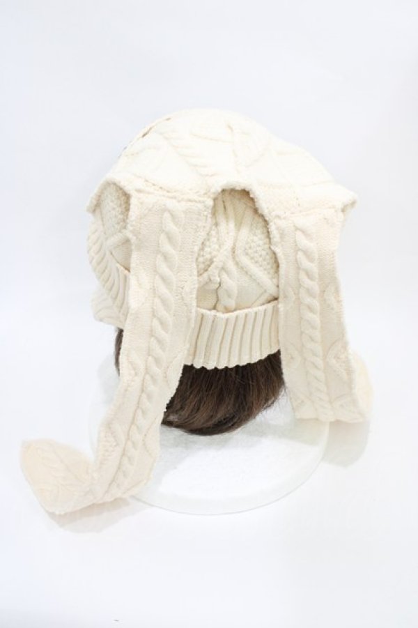 画像2: Candy Stripper / CABLE BUNNY EAR ビーニー  アイボリー H-25-10-14-1003-PU-AC-KB-ZH (2)