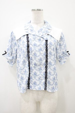 画像: Bubbles / セーラー花柄ブラウス Free オフ/ブルー H-25-10-15-055-CA-BL-NS-ZH