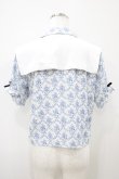 画像2: Bubbles / セーラー花柄ブラウス Free オフ/ブルー H-25-10-15-055-CA-BL-NS-ZH (2)