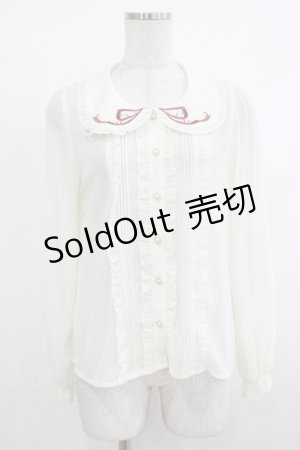 画像: axes femme POETIQUE / リボン刺繍入りフリルブラウス M 生成り H-25-10-15-1029-AX-BL-NS-ZH